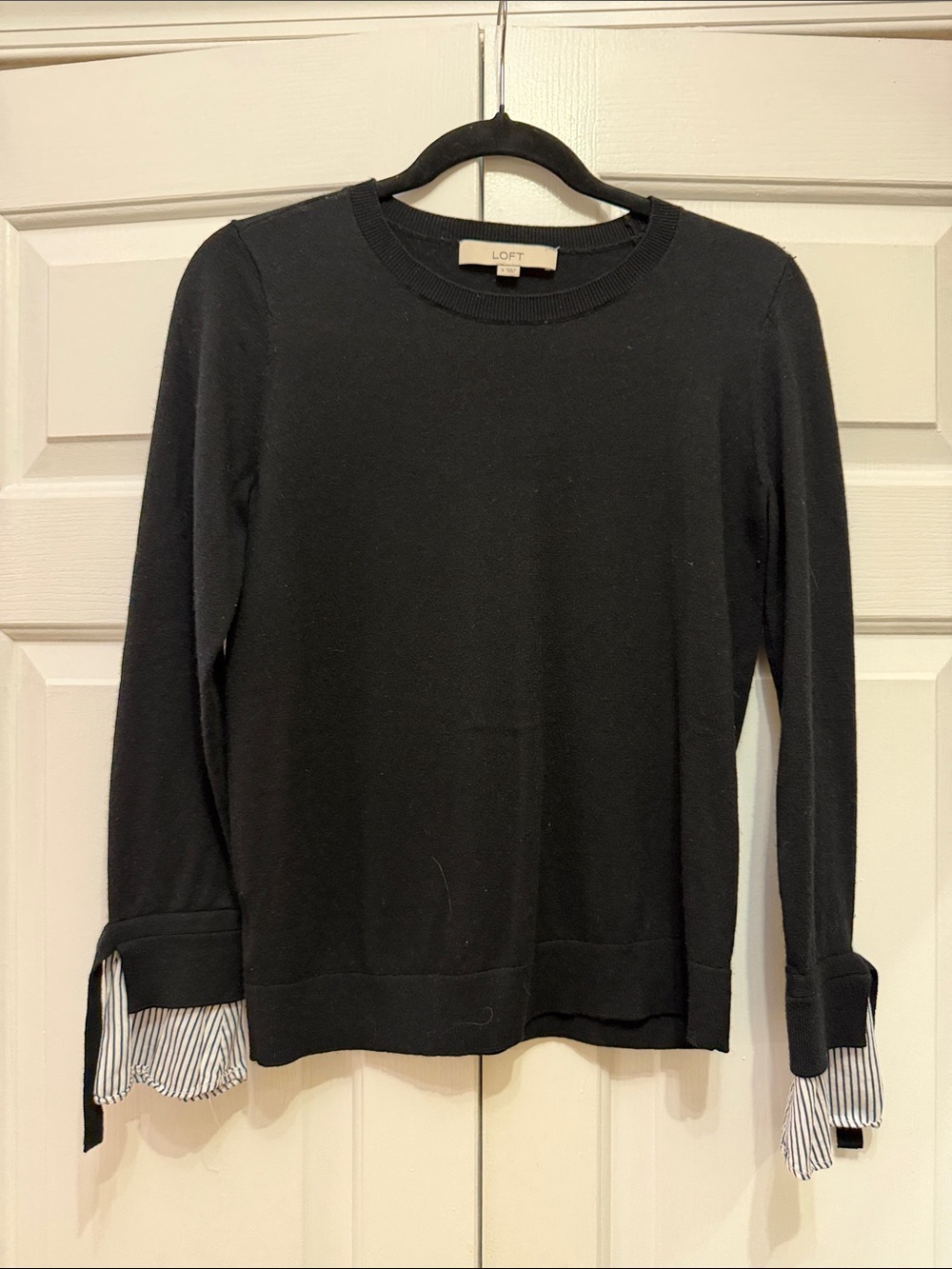 LOFT Black Layered Cuff Sweater